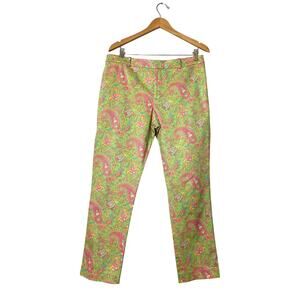 Lauren Ralph Lauren Women's Paisley Pants Size 12 Trousers Bright Spring Easter